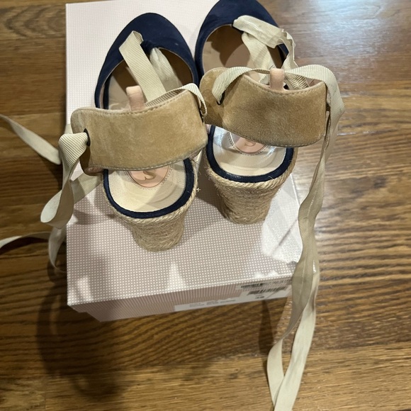 SJP by Sarah Jessica Parker Cream and Blue Espadrille Wedges - Picture 4 of 5